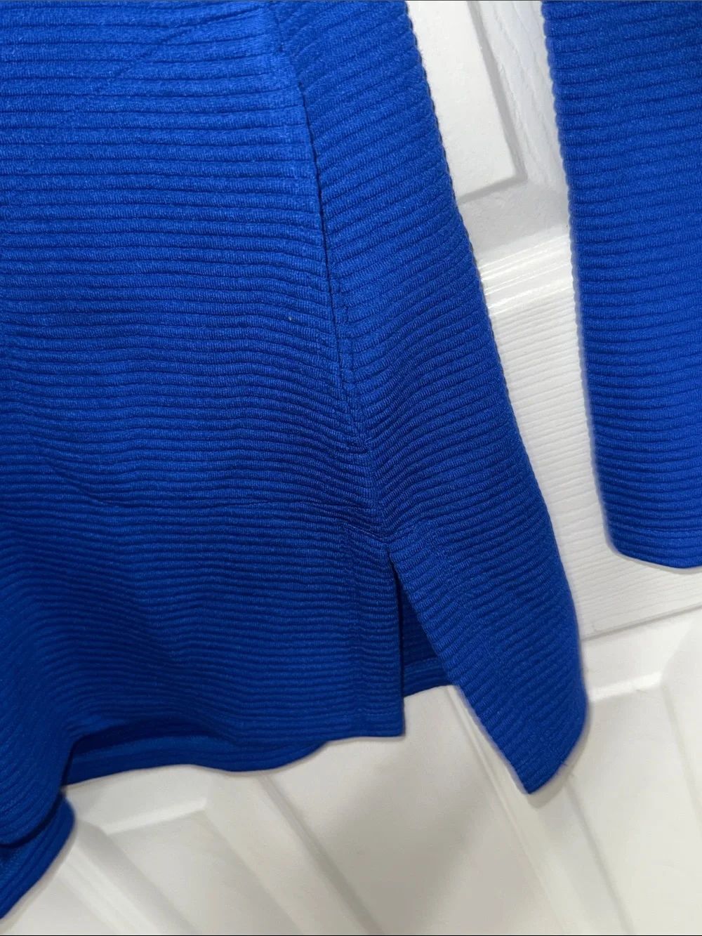 Cobalt Blue Zip Front Ribbed Cardigan - Picture 7 of 9